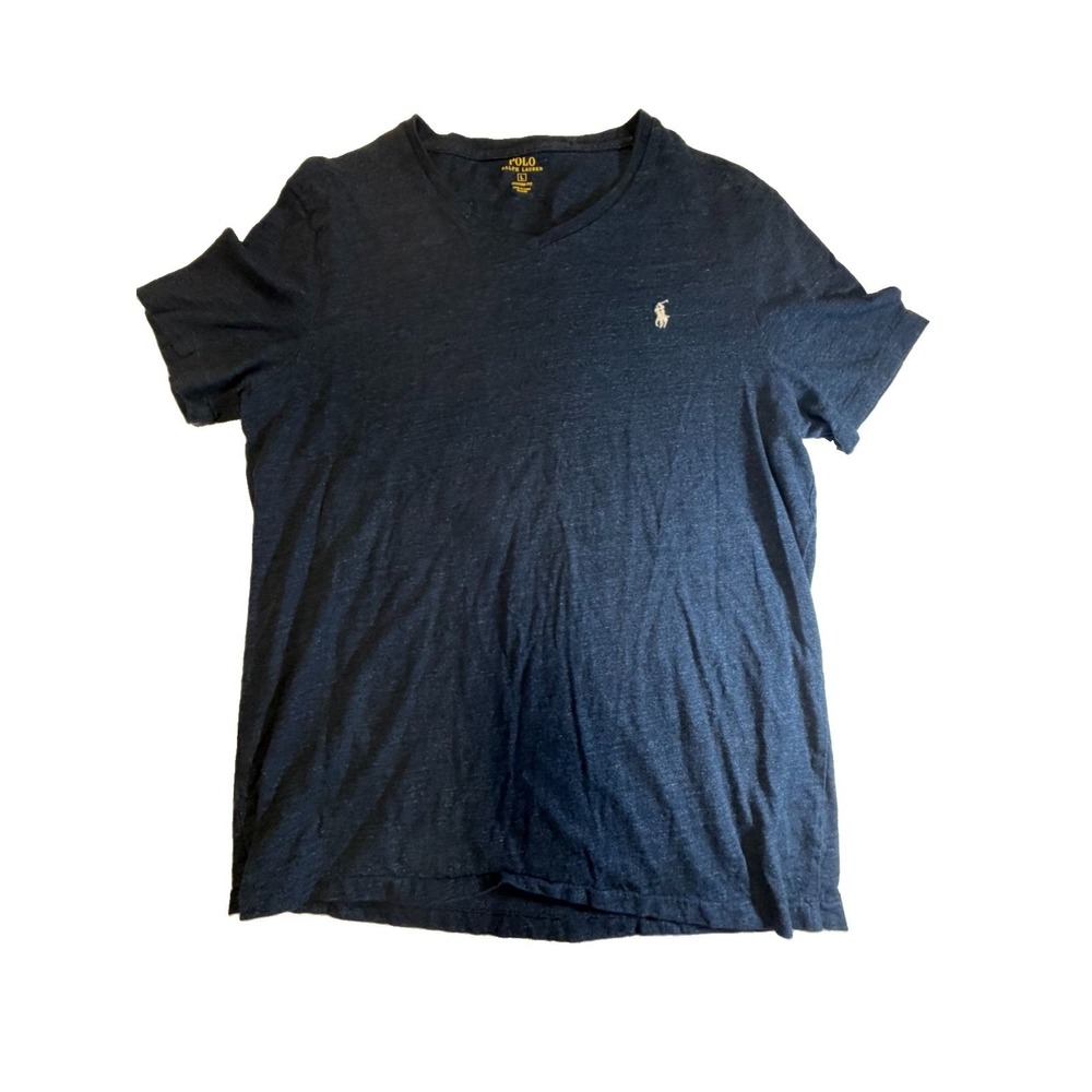 Polo Ralph Lauren T Shirt Mens L Navy Heather Custom Fit Pony Logo Cotton